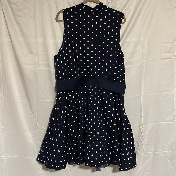 NWT Bailey Blue Polka Dots Navy Blue Fit and Flare Retro Dress Size 3X - Picture 4 of 5
